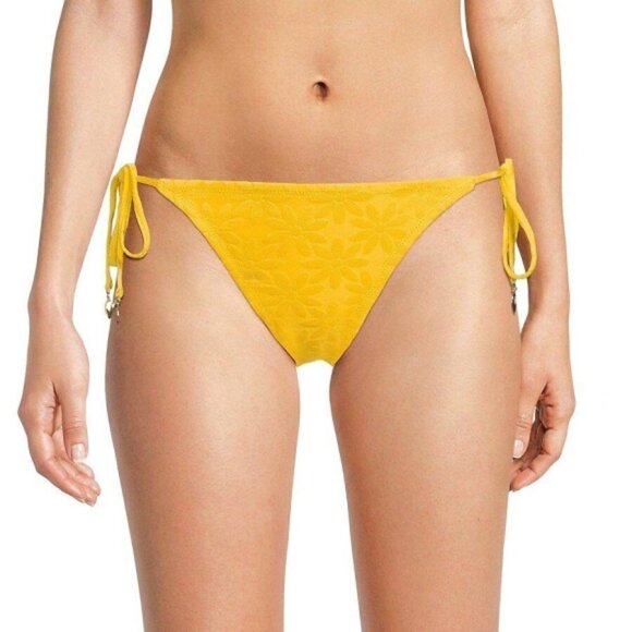 Trina Turk 'Joplin' Tonal Daisy-Jacquard Side-Tie Bikini Bottom, Yellow - Picture 1 of 3
